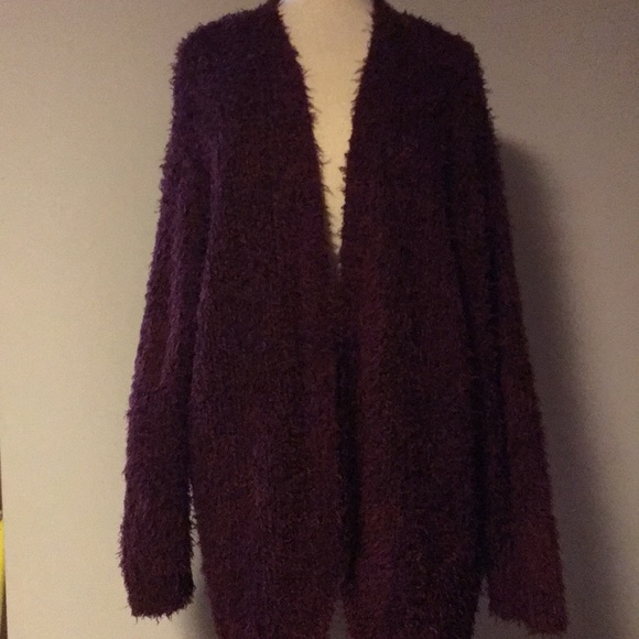 Kensie Sweaters - Kensie eyelash open long sl cardigan plum/black also have wheat color
